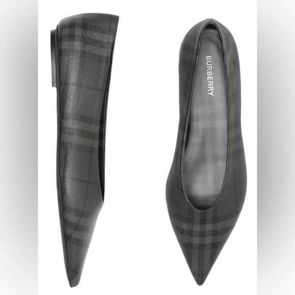 BURBERRY New With Box and Tags Madelina Ballet Signature Charcoal Plaid/Check - Picture 6 of 11